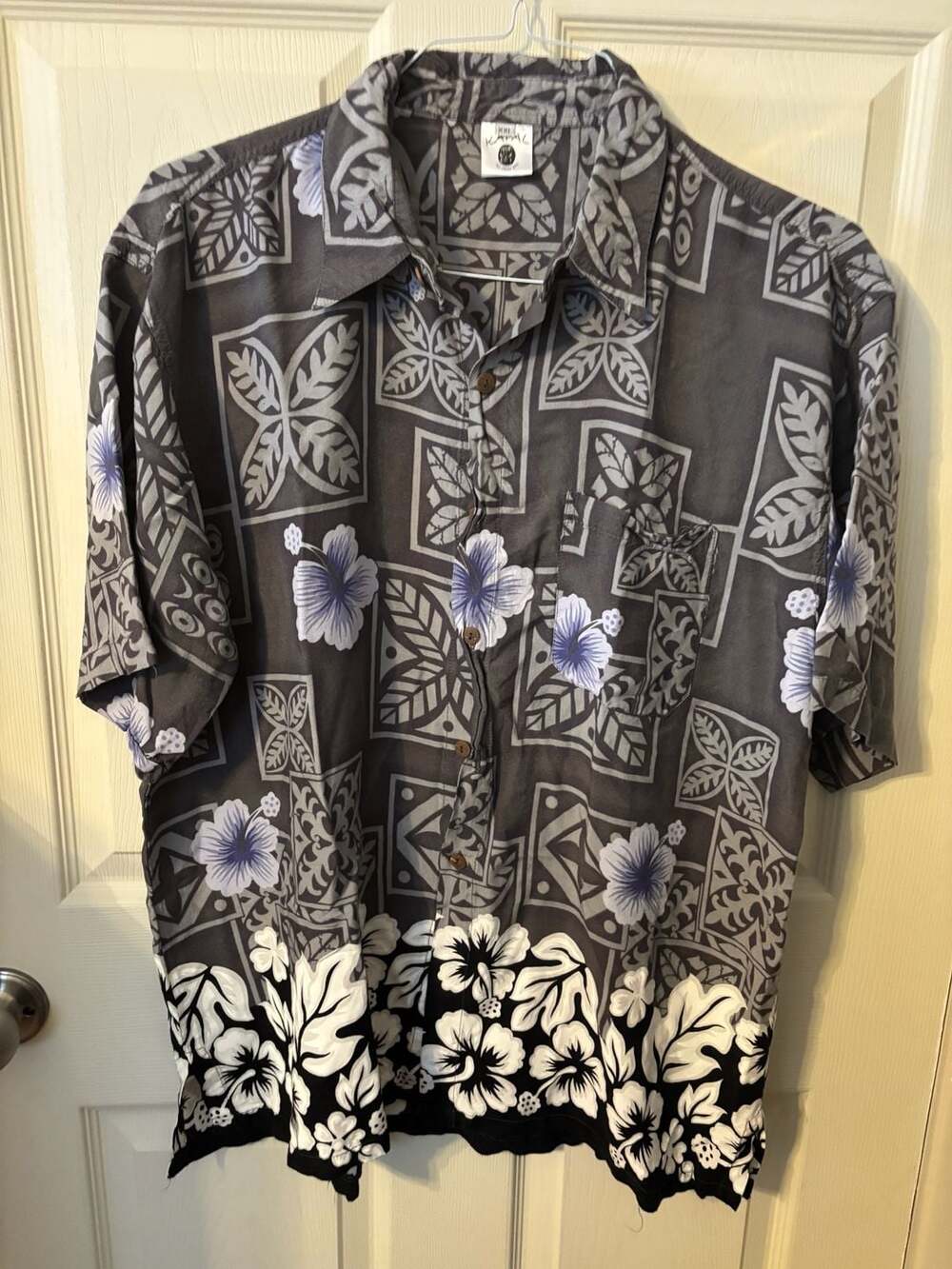 Kapal Art From Bali Floral Geometric Batik Hawaiian Shirt XXL